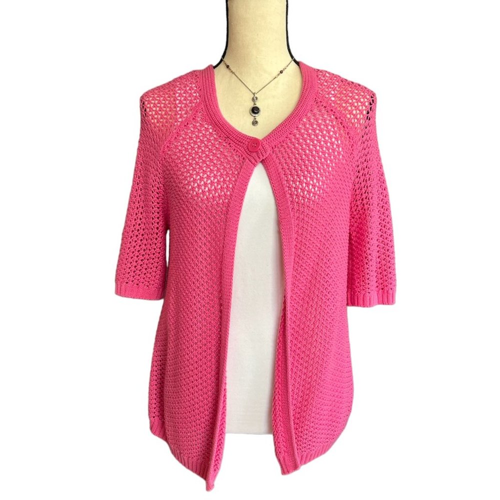 Pink loose Knit One Button Cardigan Women's Size S
